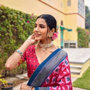 Royal Blue Dola Silk Lehenga Choli with Red Blouse | Patola Print & Foil Work | Wedding & Festive Wear